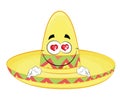 In love cartoon illustration of Sombrero