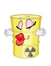 Kissing cartoon illustration of Toxic waste barrel Royalty Free Stock Photo