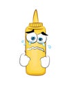 Crying cartoon illustration of mustard sauce bottle