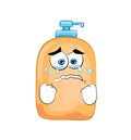 Crying cartoon illustration of soap liquid bottle