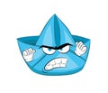 Angry cartoon illustration of paper boat Royalty Free Stock Photo