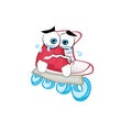 Crying cartoon illustration of rollerblade