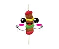 Cute cartoon illustration of kebab spit