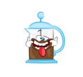 Annoying cartoon illustration of french press coffee maker