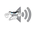 Angry cartoon illustration of volume speaker icon