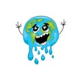 Crying internet meme illustration of melting earth globe Royalty Free Stock Photo