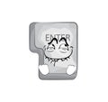 Vector cartoon illustration of comic internet meme of enter button with vintage style white gloves. Isolated in white background.