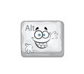 Happy cartoon illustration of Keyboard Alt button