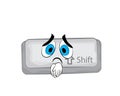 Sad cartoon illustration of shift key Royalty Free Stock Photo