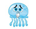 Sad cartoon illustration of jelly fish Royalty Free Stock Photo