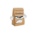 Angry cartoon illustration of coffee package