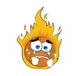 Crying cartoon illustration of burning earth globe Royalty Free Stock Photo