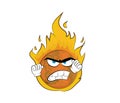 Angry cartoon illustration of burning earth globe Royalty Free Stock Photo