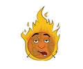 Dumb looking illustration of burning earth globe Royalty Free Stock Photo