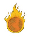 Burning earth globe