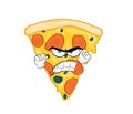 Angry cartoon illustration of pizza slice