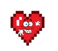 Happy cartoon illustration of pixelated heart