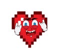 Punk cartoon illustration of pixelated heart