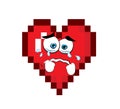 Crying cartoon illustration of pixelated heart
