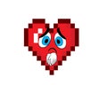 Sad cartoon illustration of pixelated heart