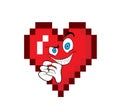 Evil cartoon illustration of pixelated heart