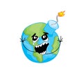 Crying internet meme illustration of earth globe bomb Royalty Free Stock Photo