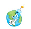 Evil cartoon illustration of earth globe bomb Royalty Free Stock Photo