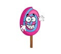 Happy cartoon illustration of bubble gum flavour ice cream