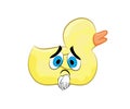 Sad cartoon illustration of bathroom duck toy Royalty Free Stock Photo