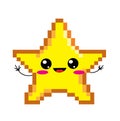 Cute cartoon illustration of pixel star icon Royalty Free Stock Photo