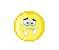 Crying cartoon illustration of Pixel art golden coin Royalty Free Stock Photo