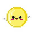 Cute cartoon illustration of Pixel art golden coin Royalty Free Stock Photo