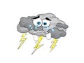 Crying cartoon illustration of Cloud with thunder