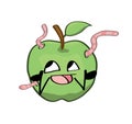 Happy internet meme illustration of Apple with worms