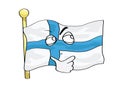 Curious internet meme illustration of Finland flag