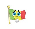 Sad cartoon illustration of Mali flag