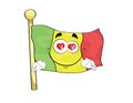 Cute cartoon illustration of Mali flag