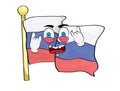 Punk cartoon illustration of Russia flag