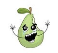 Crying internet meme illustration of Bitten pear Royalty Free Stock Photo