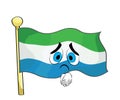 Sad cartoon illustration of Siera Leone flag