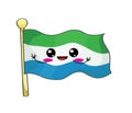 Cute cartoon illustration of Siera Leone flag