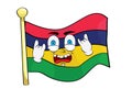 Punk cartoon illustration of Mauritius flag
