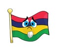 Sad cartoon illustration of Mauritius flag