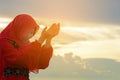 Veiled Islamic muslim woman wearing a burka standing Royalty Free Stock Photo