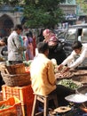 Veiled muslim women shop for food