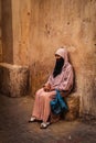 Veiled old woman. Marrakesh. Morocco Royalty Free Stock Photo