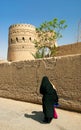 Veiled woman in yazd street in iran