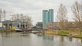 Veilinghaven, old harbor in Utrecht, now a residential neighborhood with apartment buildings Royalty Free Stock Photo