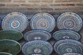 Decorated plates with uzbekistan national ornament