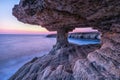 Veiw from sea cave at dusk on Cape Greco near Ayia Napa, Cyprus Royalty Free Stock Photo